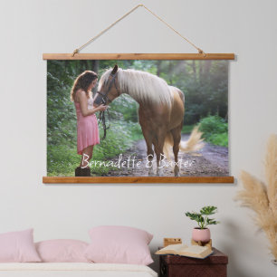  Photo with Name or Text for Horse Lovers Hanging Tapestry