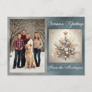 Photo with Pearl Christmas Design Holiday Postcard