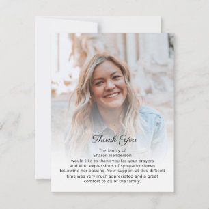 Photo With Personal Message Funeral Thank You Card