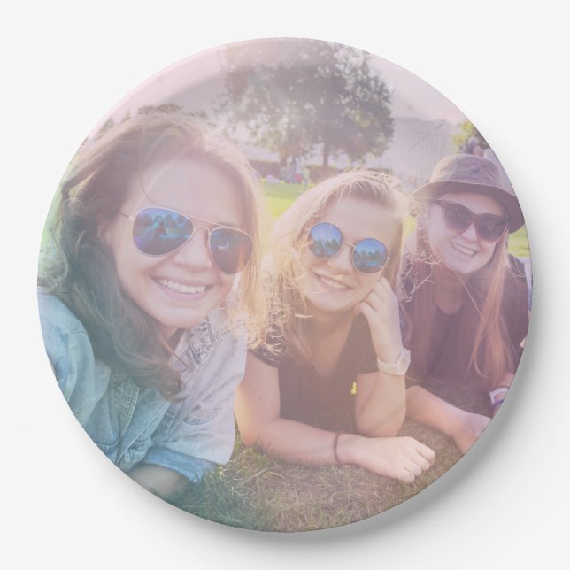 Photo with Rainbow Overlay Effect Paper Plate (Front)
