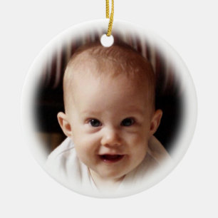 Photo with Soft Edge - Merry Christmas Ceramic Ornament
