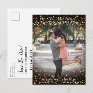 Photo with Sparkles Cute Wedding Save the Date Announcement Postcard