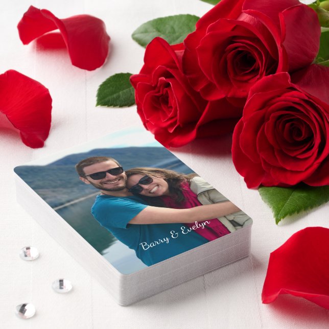 Photo with Text at Bottom Personalised Jumbo Playing Cards (Insitu (Valentine))