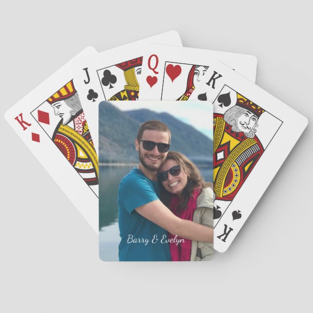 Photo with Text at Bottom Personalised Playing Cards (Back)