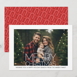 Photo with White Border - Retro Pattern Christmas Holiday Card