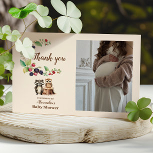 Photo Woodland Forest Animals Baby Shower Thank You Card