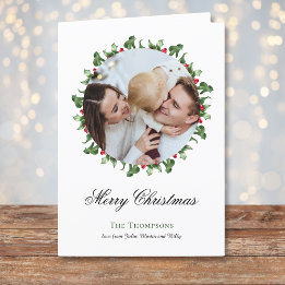 Photo Wreath around Christmas Holiday Card, black