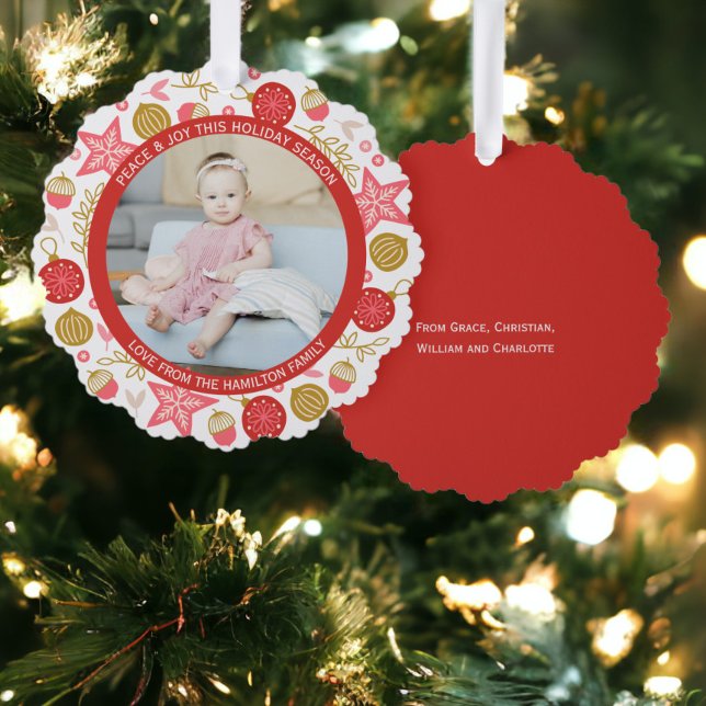 Photo Wreath Framed Personalised Christmas Tree Decoration Card (Photo Wreath Framed Personalized Christmas Ornament Cards from Ricaso. A card and ornament on one.)
