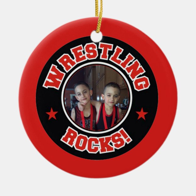 Photo Wrestling Rocks Christmas Ornament (Front)