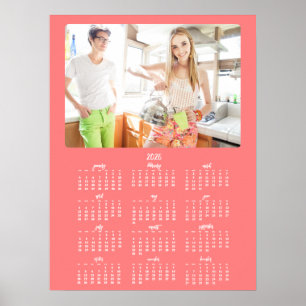 Photo Yearly Calendar 2026 Coral Poster