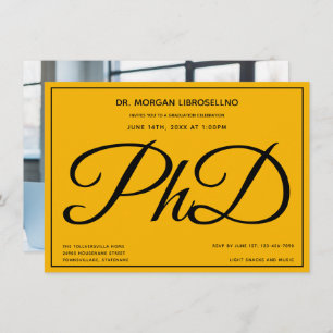 Photo Yellow PhD Graduation Party Invitation