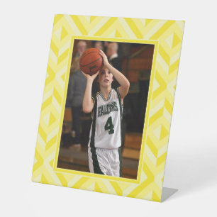 Photo Yellow Three-Tone Diamond Pattern Pedestal Sign