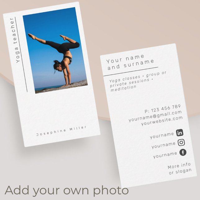 Photo Yoga teacher meditation modern Business Card (Creator Uploaded)