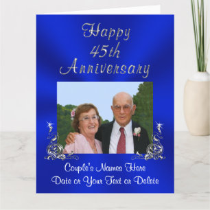 PHOTO, Your TEXT Sapphire Wedding Anniversary Card