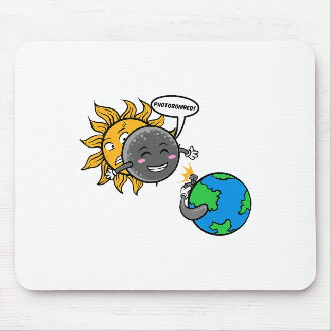 Photobomb! Adorable Cute Total Solar Eclipse 2024  Mouse Pad (Front)