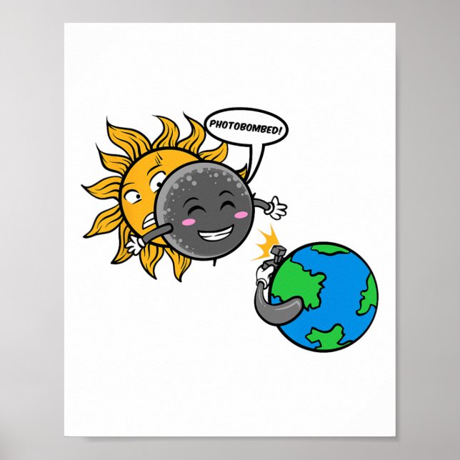 Photobomb! Adorable Cute Total Solar Eclipse 2024  Poster (Front)
