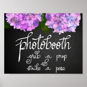 Photobooth Chalkboard Wedding Hydrangea Floral Poster