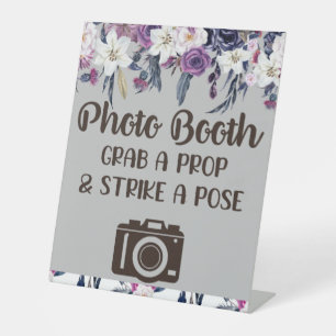 Photobooth Grab a Prop Gothic Floral Wedding Pedestal Sign