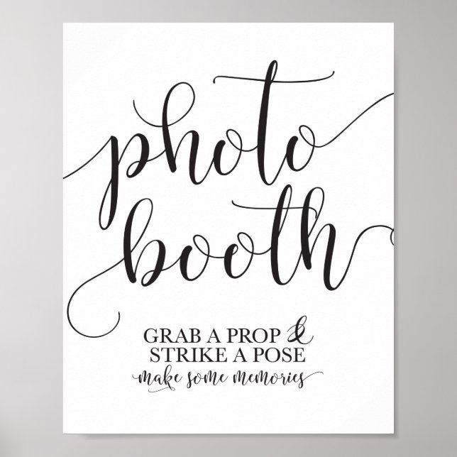 Photobooth Wedding Sign- Grab a Prop Strike a Pose Poster (Front)