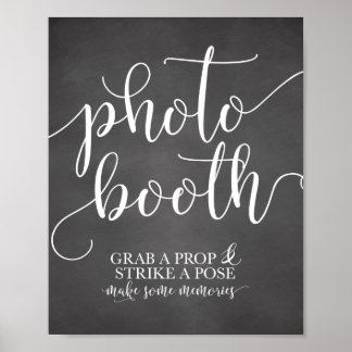 Photobooth Wedding Sign- Grab a Prop Strike a Pose Poster