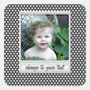 photoframe on white & black polkadot square sticker