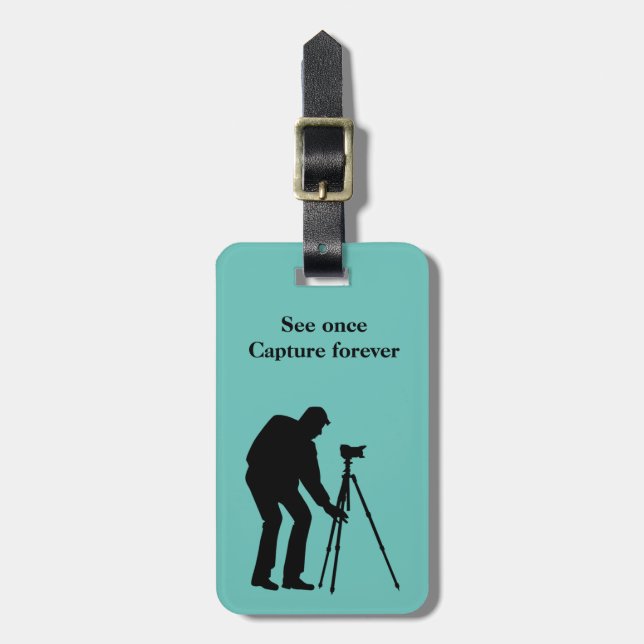 Photograher's Personalised Double Sided Luggage Tag (Front Vertical)