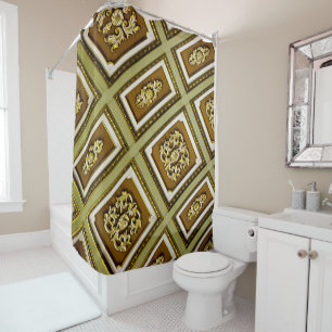 Photograph Brown and Green Architectural Ceiling Shower Curtain