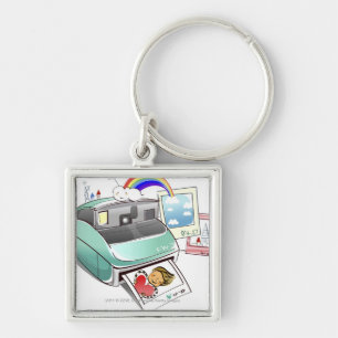 Photograph coming out of an instant camera key ring
