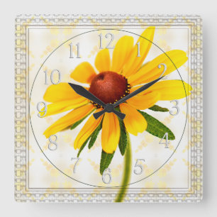 Photograph of A Black-Eyed Susan Blossom Square Wall Clock
