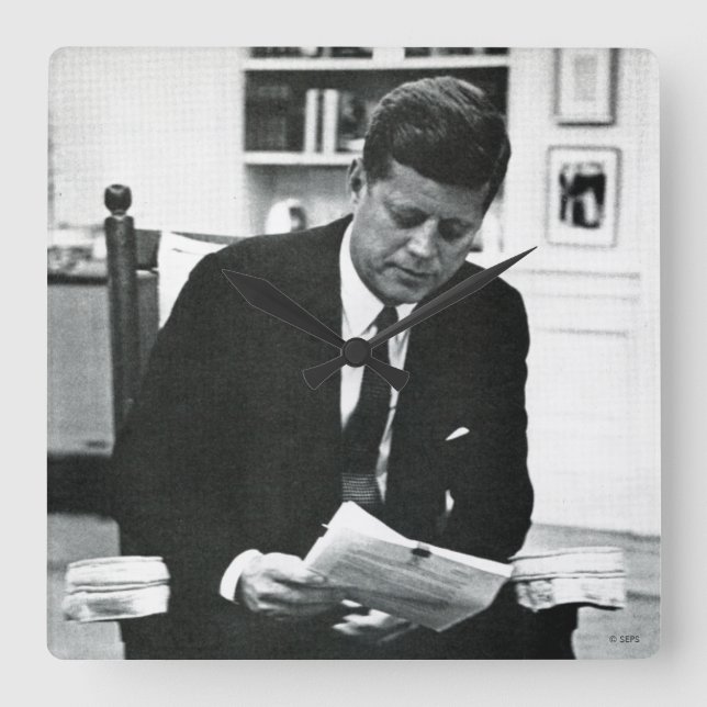 Photograph of John F. Kennedy 2 Square Wall Clock (Front)