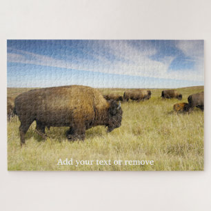 Photograph of North American bison on the plains, Jigsaw Puzzle