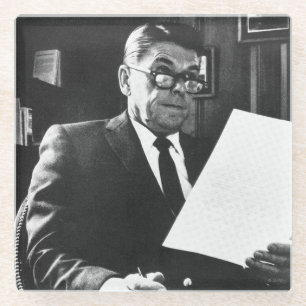 Photograph of Ronald Reagan Glass Coaster