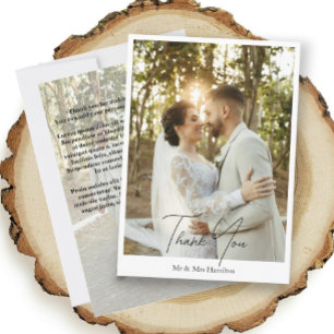 Photograph Personalised Wedding With Message  Thank You Card