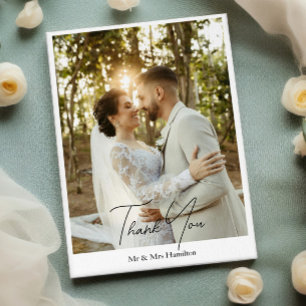 Photograph Personalised Wedding With Message  Thank You Card