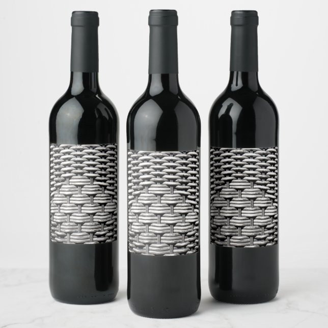 Photographed braid, abstract and interesting grey  wine label (Bottles)