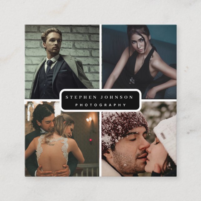 Photographer 4 Photos  Square Business Card (Front)