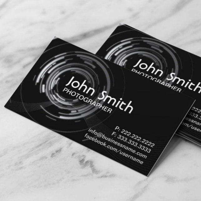 Photographer Abstract Lights Swirl Photography Business Card (Creator Uploaded)