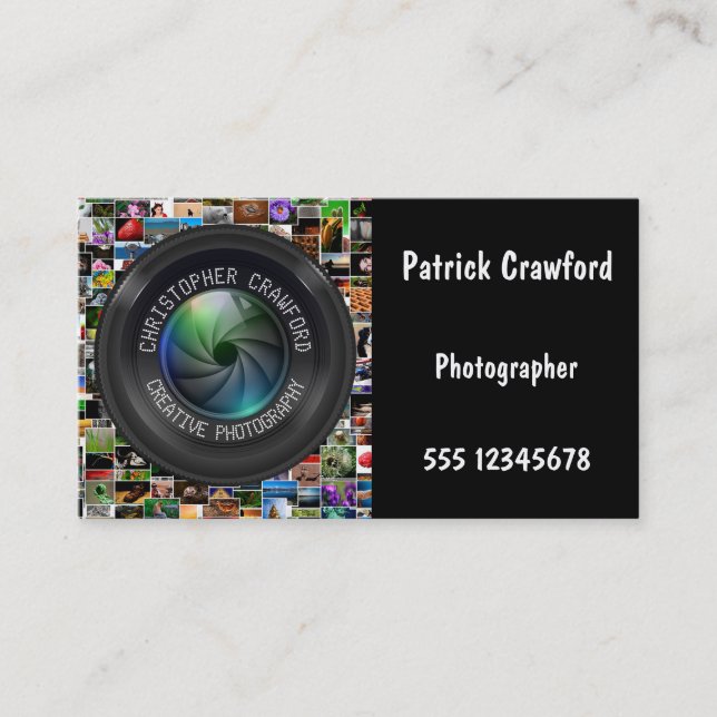 Photographer And Photography Business Camera Lens Business Card (Front)