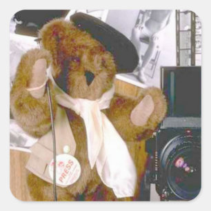 Photographer Bear - Press Journalist Square Sticker