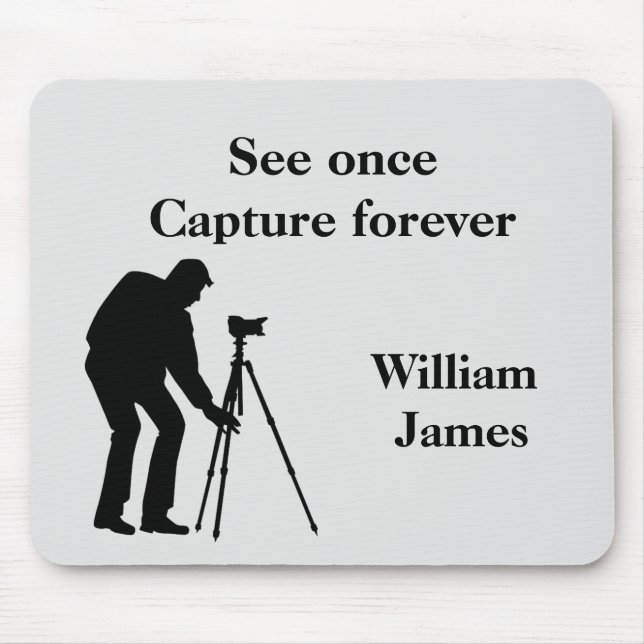 Photographer black and grey personalised mouse pad (Front)