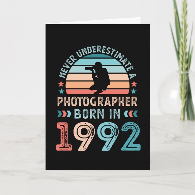 Photographer born 1992 30th Birthday Gift Card (Front)