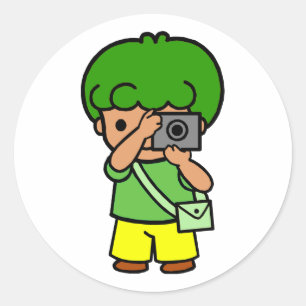 photographer boy classic round sticker