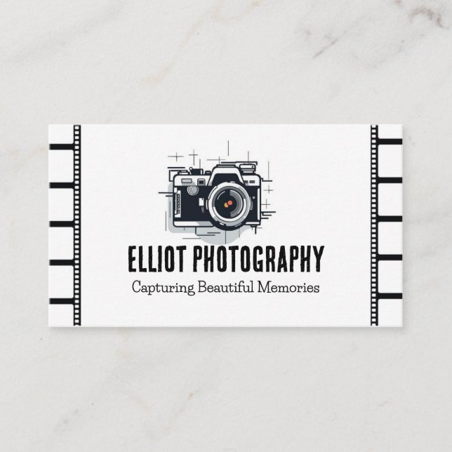 Photographer camera film black and white Business Card (Front)