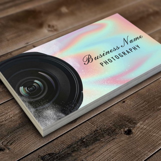 Photographer Camera Holographic Photography Business Card (Creator Uploaded)