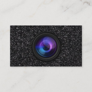 Photographer Camera Lens Black Glitter Photography Business Card