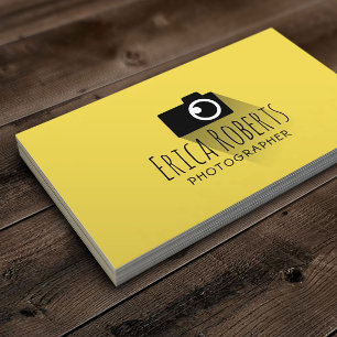 Photographer Camera Minimal Yellow Photography Business Card