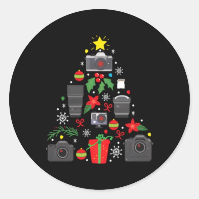 Photographer Camera Ornat Tree Classic Round Sticker (Front)