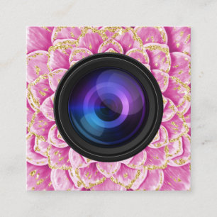 Photographer Camera Spiral Flower Photography Square Business Card