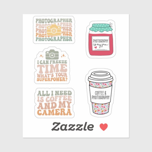 Photographer Camera Sticker Pack, Cute Photography (Sheet)