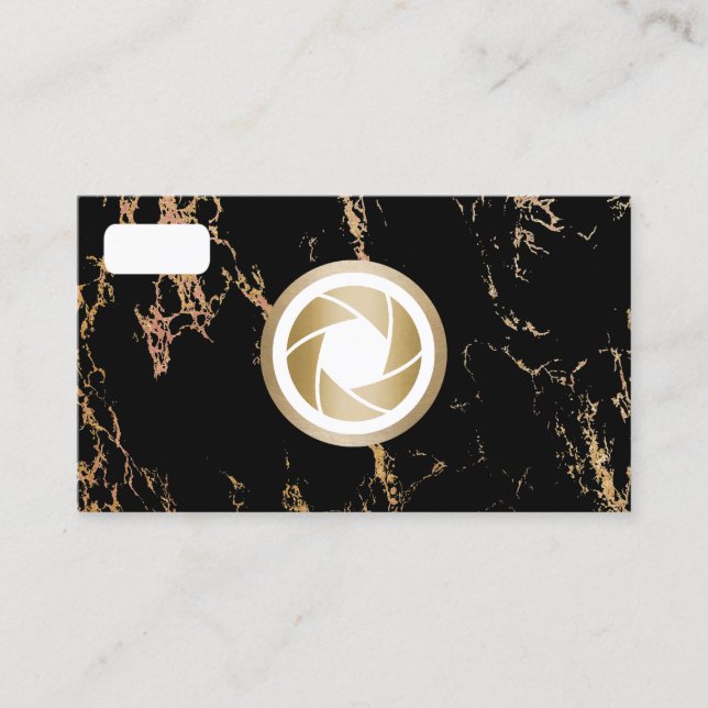 Photographer Camera Trendy Marble Photography Business Card (Front)